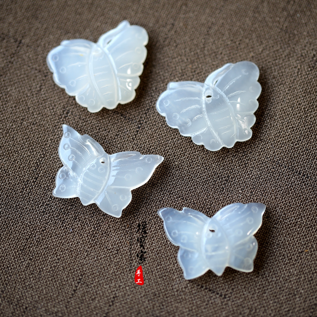 diy半宝石蝴蝶发簪璎珞白玛瑙