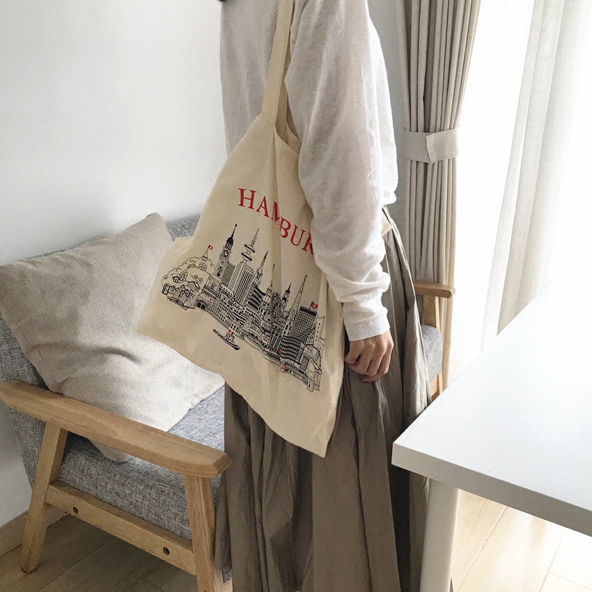 布包totebag欧式风景建筑垂感