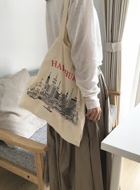 布包totebag欧式风景建筑垂感