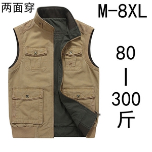 外套男韩版中青年加肥加大码马甲春秋6XL两面穿坎肩肥佬胖子7男装