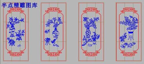 花瓶浮雕图牡丹挂屏
