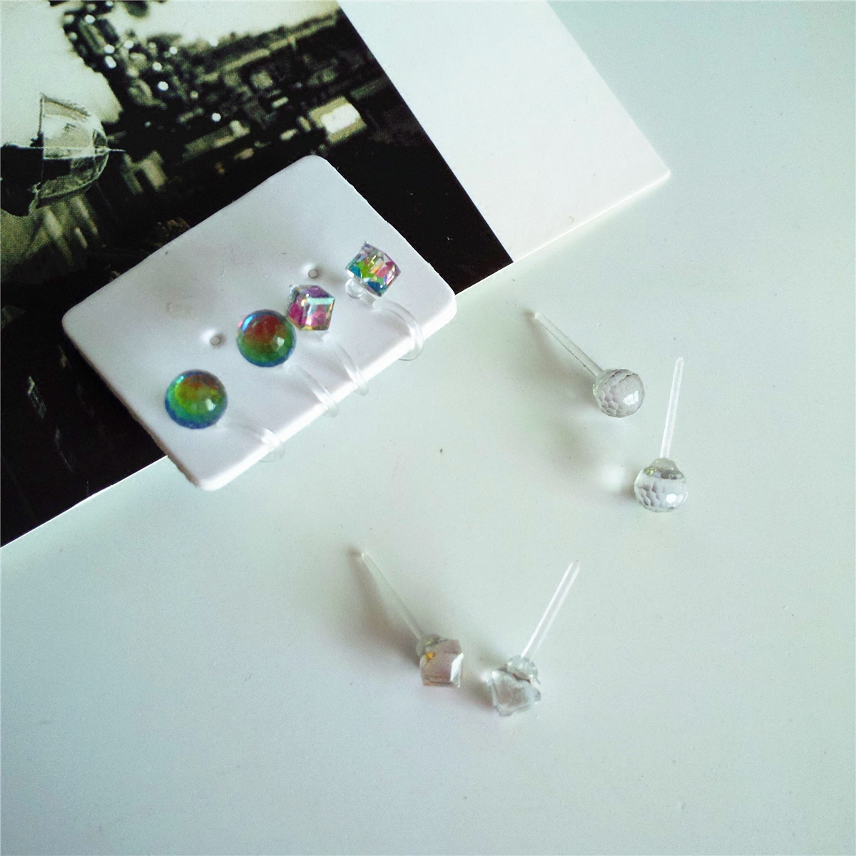 25包邮 手作幻彩切面水立方玻璃钻 6mm小号 耳钉 无耳洞U耳夹|ruв категории Украшения,ювелирные изделия, серьга, ухо зажим - от Buy2taobao.com для оказания профессиональной услуги покупки агента Taobao