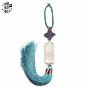 天然白水晶心经车挂件 般若波F罗蜜心经 车内饰品 挂饰后视镜挂件