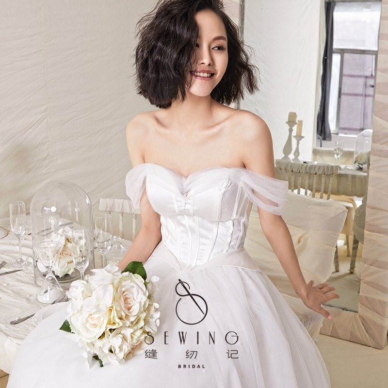 缝纫记手工定制婚纱2018新品一字肩收腰显瘦新娘拖尾公主梦幻礼服|ruв категории Женская одежда, Cвадебные платья, свадебное платье - от Buy2taobao.com для оказания профессиональной услуги покупки агента Taobao
