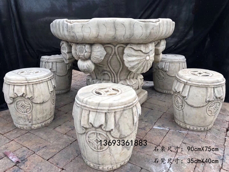 收藏佳品高古石雕别墅古玩柱顶石花架汉白玉柱墩石桌石凳旗杆座