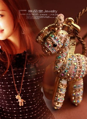 质感七彩闪亮青梅竹马毛衣项链