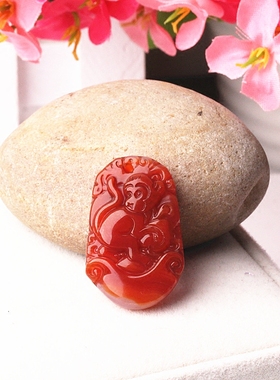 十二生肖猴子属相红色挂件吊坠