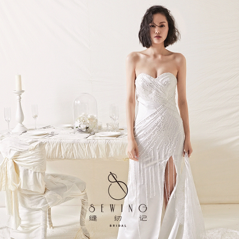 缝纫记手工定制婚纱2018新款欧式性感开衩抹胸收腰鱼尾流苏小拖尾|ruв категории Женская одежда, Cвадебные платья, свадебное платье - от Buy2taobao.com для оказания профессиональной услуги покупки агента Taobao