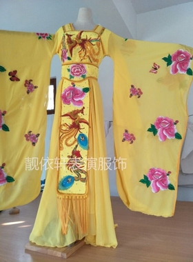 定制李玉刚反串演出服贵妃醉酒舞蹈戏曲表演服摄影黄色大袖连衣裙