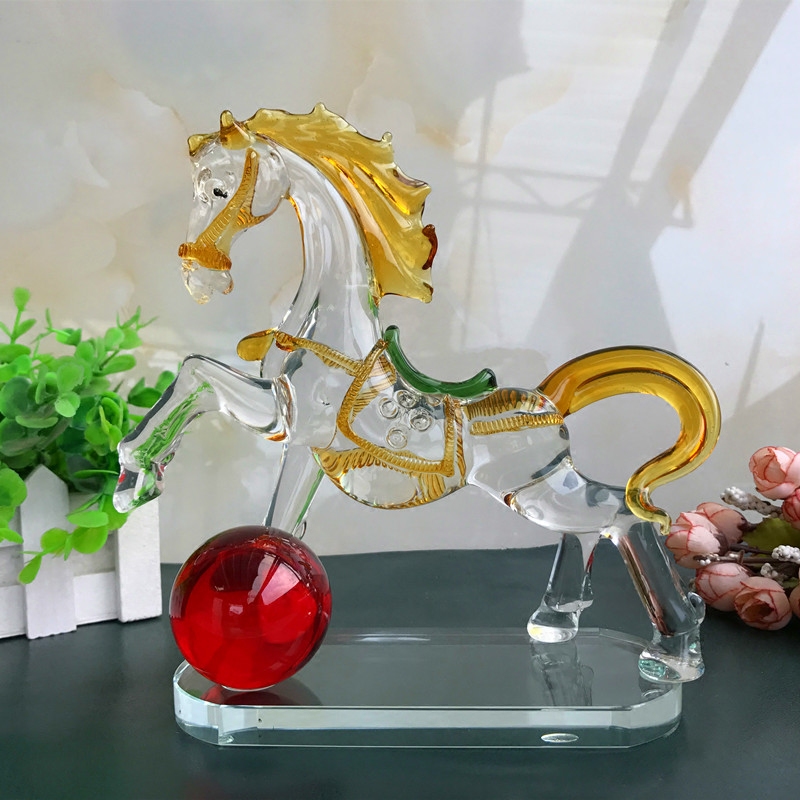 水晶马到成功风水摆件 客厅装饰品生肖马姓 结婚开业送礼物大摆件