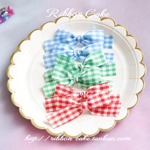 日系原创少女小清新文艺可爱超萌格子蝴蝶结发夹对夹头饰ins