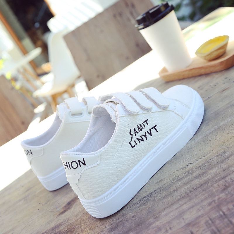 Canvas shoes women 2019 Summer and fall new pattern Korean Edition Velcro leisure time student skate shoes Flat bottom Versatile White shoes Women's Shoesin the Women's Shoes, Canvas shoes  category - from Buy2taobao.com to provide professional Taobao agent buy service