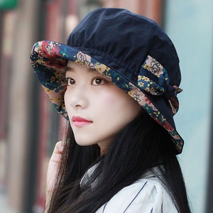 帽子 女韩版秋天时尚碎花显瘦娃娃帽有弹性时装帽休闲盆帽渔夫帽