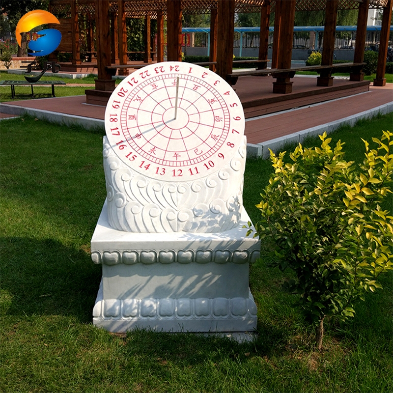 子凡 石雕日晷古代计时仪汉白玉日晷校园文化雕塑赤道式日晷rg01