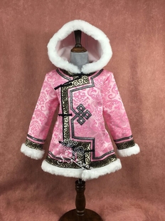 儿童蒙古袍女童生活装日常装秋冬款棉服棉袄外套女宝蒙古族新年服