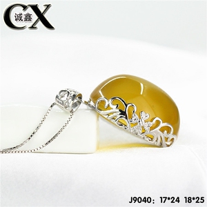 S925纯银吊坠托椭圆形空托时尚大吊坠托17*24 18*25吊坠女款空托