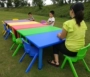 Trường mẫu giáo sáu bàn vuông trẻ em bàn nhựa đặt bàn học ăn bữa ăn kết hợp đào tạo trò chơi - Phòng trẻ em / Bàn ghế bàn học thông minh cho bé