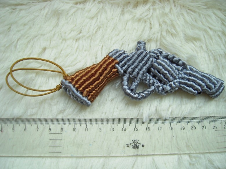 diy编织手工作品玩具枪包挂件钥匙坠绳编手枪挂坠小挂饰男士饰品