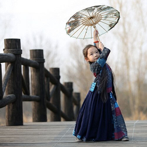 儿童改良汉服女宝宝拍照摄影服装古装女童走秀礼服唐装中国风衣服 - 封面