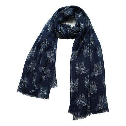 英国藏青色印花披肩丝巾围巾新品