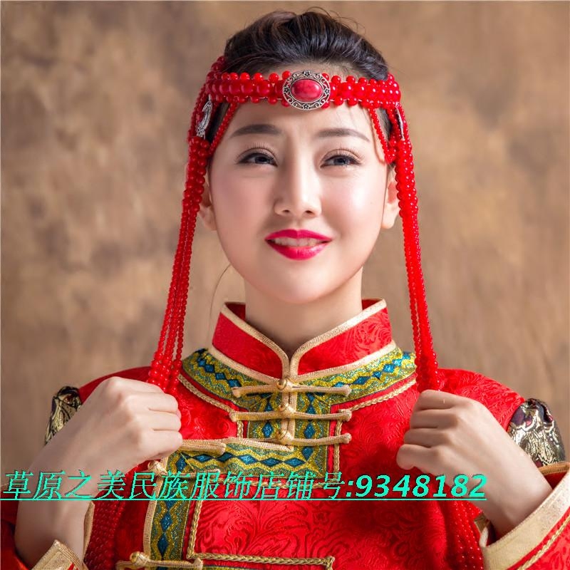 蒙古饰品蒙古新娘头饰民族舞蹈演出发饰蒙古袍配饰手工制做新品