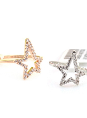 玫瑰金镶钻韩国戒指环的你同款