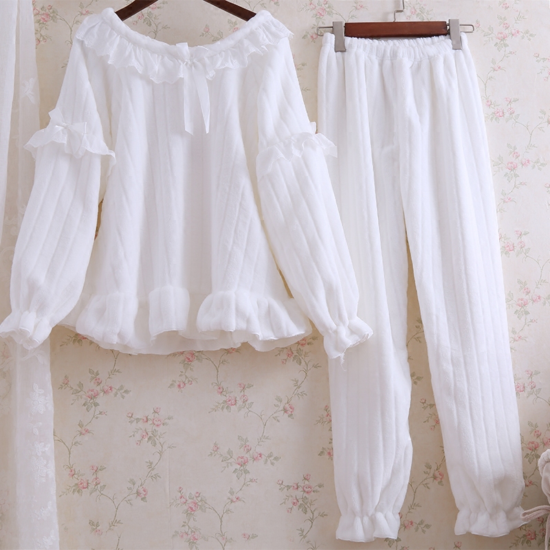 Send beautiful hair belt!Pure white winter thickening Mink Cashmere princess Wind court Sweet Home Furnishings Pyjamasin the Lingerie/Men's underwear/Tracksuit , Pajamas/Home service package  category - from Buy2taobao.com to provide professional Taobao agent buy service
