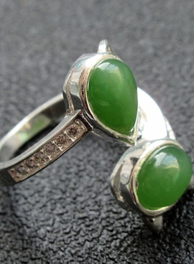 新疆925银女士玉指环