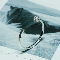 S925 sterling bạc vòng tay hoa hồng phong cách retro khai trương món quà trang sức đôi nữ đơn giản Tôi không ngại gai - Vòng đeo tay Cuff thạch anh tóc đen