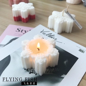 飞鱼手作  圣诞雪花蜡烛模具 香薰蜡烛DIY模具 香薰蜡片模具