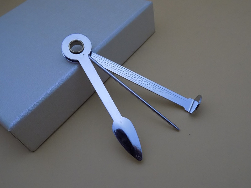 烟斗烟刀配件 金属镀锌三合一烟刀+捅针+压棒 多功能男士烟具配件