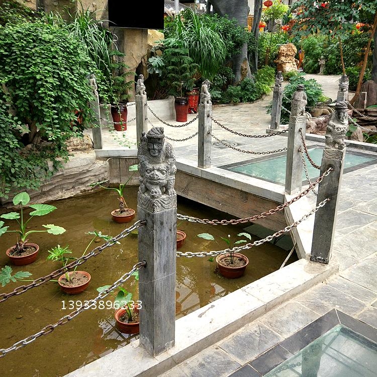 广场铁链栏杆石头栏杆围栏别墅酒店石雕拴马桩石柱子摆件河堤护栏