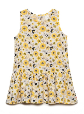 欧美原单童装女童宝宝黄色连衣裙薄凉柔软花裙子套装单件包邮B091