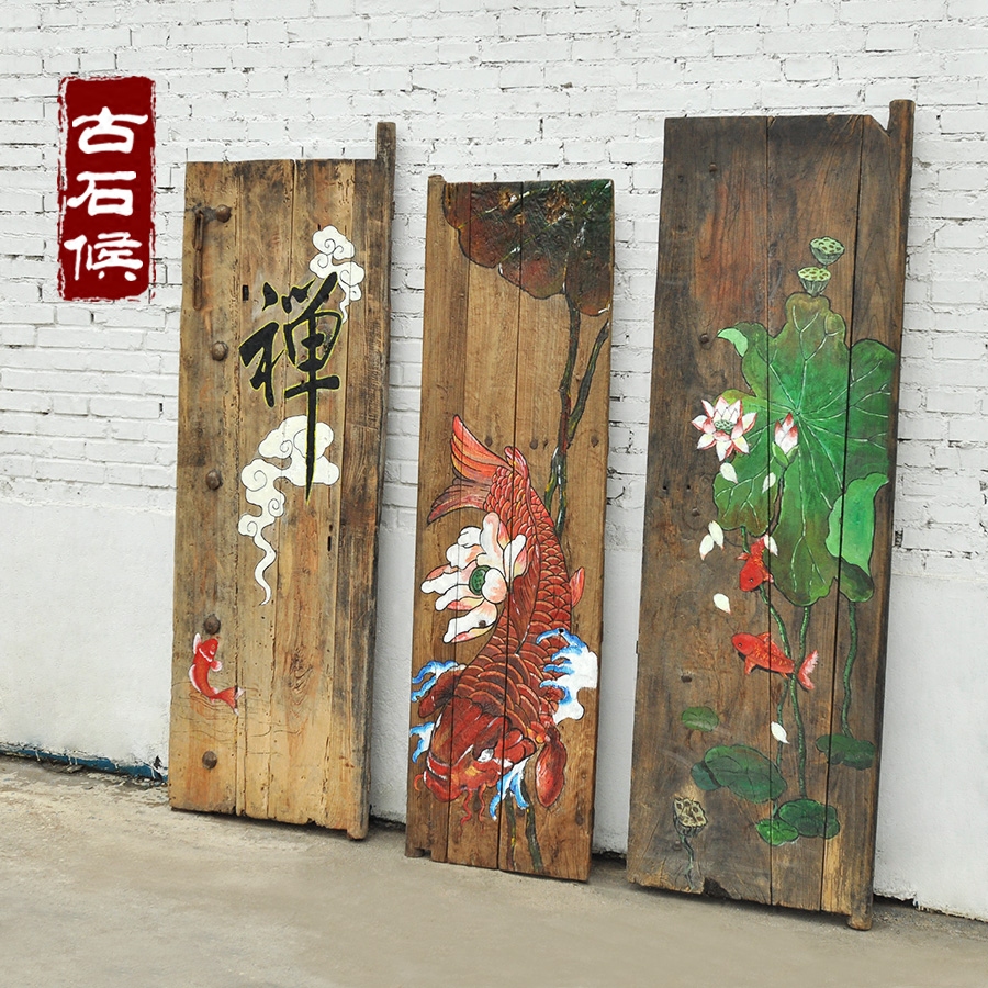 门板画老木板刻画手绘山水画牌匾定制墙面装饰画实木老榆木壁挂画|msdalam kategori Aksesori rumah, lukisan hiasan, lukisan - dari Buy2taobao.com untuk memberikan perkhidmatan ejen Taobao profesional membeli