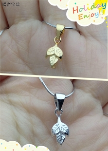 925银镀白金黄金 3片树叶 吊坠小夹扣 空托 两针距离7针到上端6.5