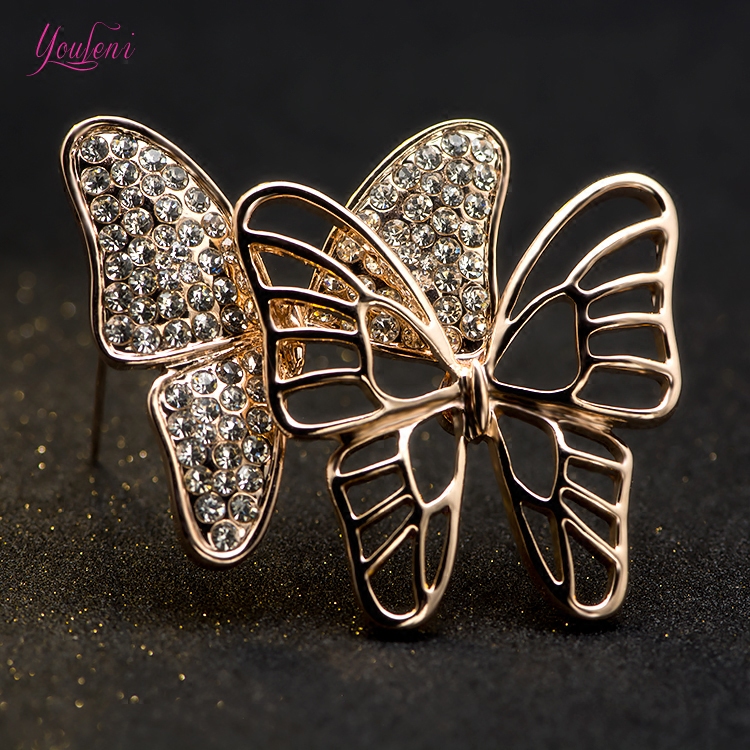 比翼双飞蝴蝶胸针结婚韩版圆形大胸花圣诞新年送礼物开衫围巾配饰