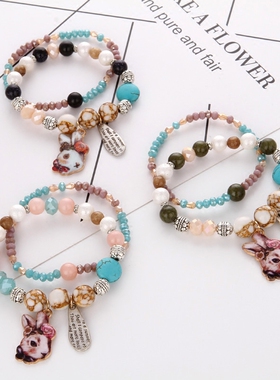 兔子时尚个性风串珠两件套首饰品
