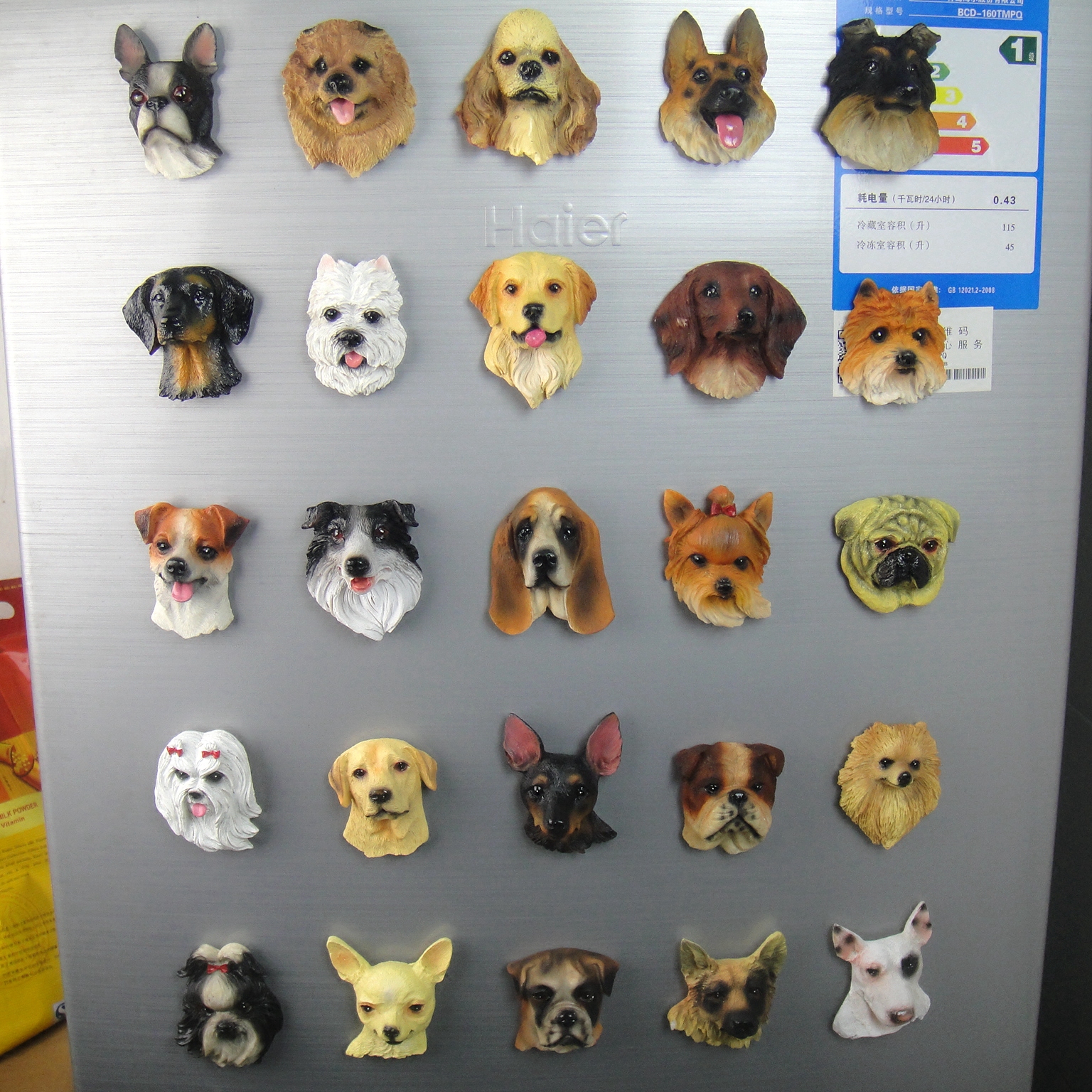 仿真名犬冰箱磁性贴小狗狗头模型