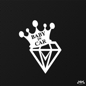TLP镂空车贴 baby in car钻石皇冠 遮瑕贴汽车后玻璃贴