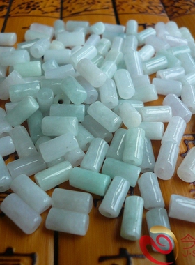 今石缘 天然翡翠A货小竹管配件 diy翡翠配件节节高