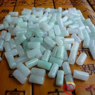 今石缘 天然翡翠A货小竹管配件 diy翡翠配件节节高