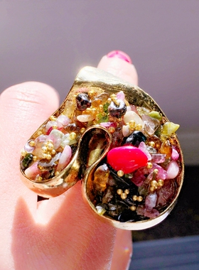 DD原创独立设计 ins复古风欧美夸张金属扭曲桃心爱心戒指 可调节