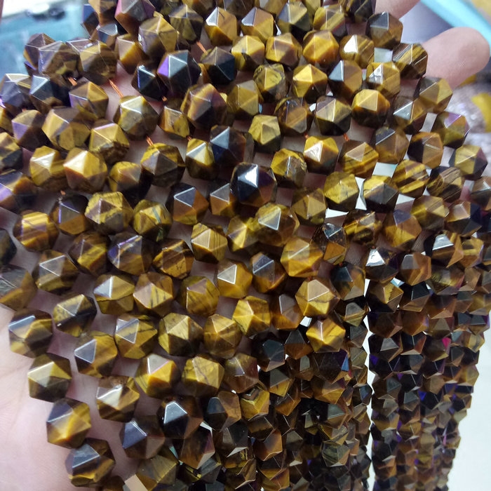 天然虎眼石钻石切面散珠DIY配件
