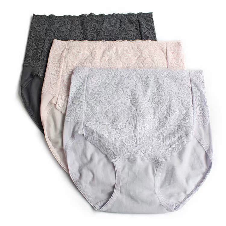 出口日单外贸日系 高腰包臀大码纯棉女内裤 蕾丝微收腹女士三角裤,女士内衣/男士内衣/家居服,女三角裤,淘宝优惠券,粉丝福利购,淘宝优惠卷