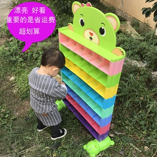新款小熊彩色口杯架幼儿园塑料口杯收纳架七彩拆装茶杯架包邮