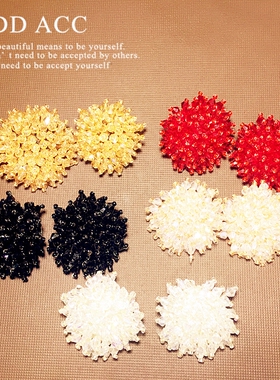 DD出口欧美八九十年代复古耳夹宴会手工圆球水晶串珠米珠耳钉耳环