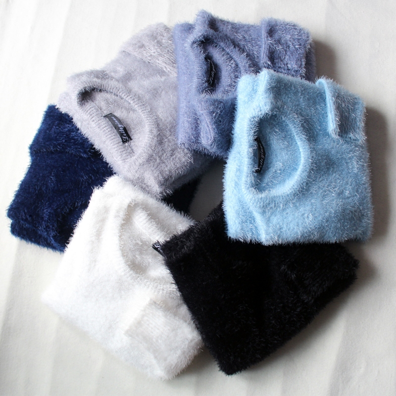 水貂绒毛衣针织衫直筒修身圆领