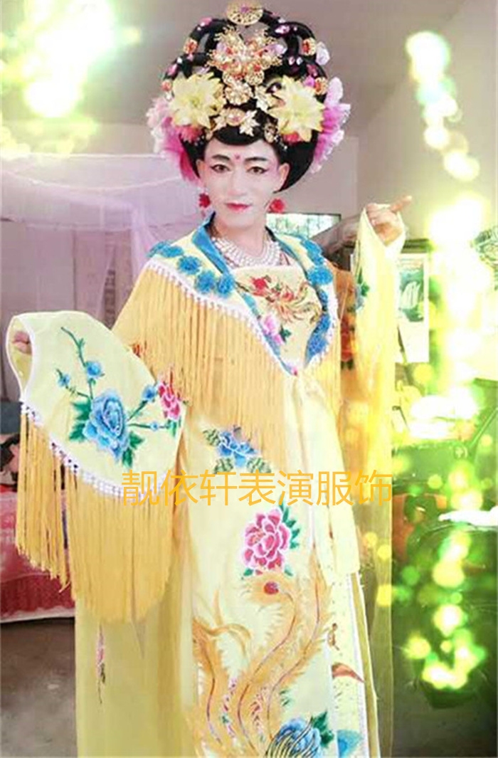 新款李玉刚贵妃醉酒反串演出服京剧戏服古装绣花大裙摆表演服