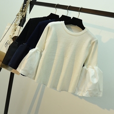 Áo giả lưới hai mảnh thêu cổ áo khâu đáy Hàn Quốc chic chic tay dài xoắn xương đòn áo len nữ thời trang u40