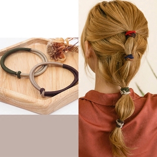 韩国进口东大门发饰时尚百搭简约双色双层发圈基础款皮筋发绳头绳